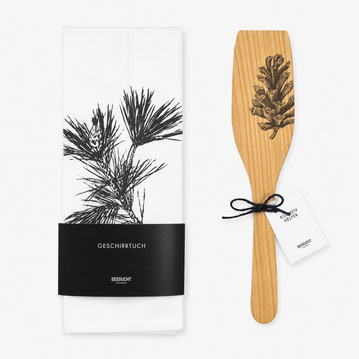 Geschenkset Zapfen / Geschirrtuch &amp; Pfannenwender