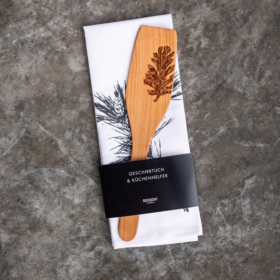 Geschenkset Zapfen / Geschirrtuch &amp; Pfannenwender