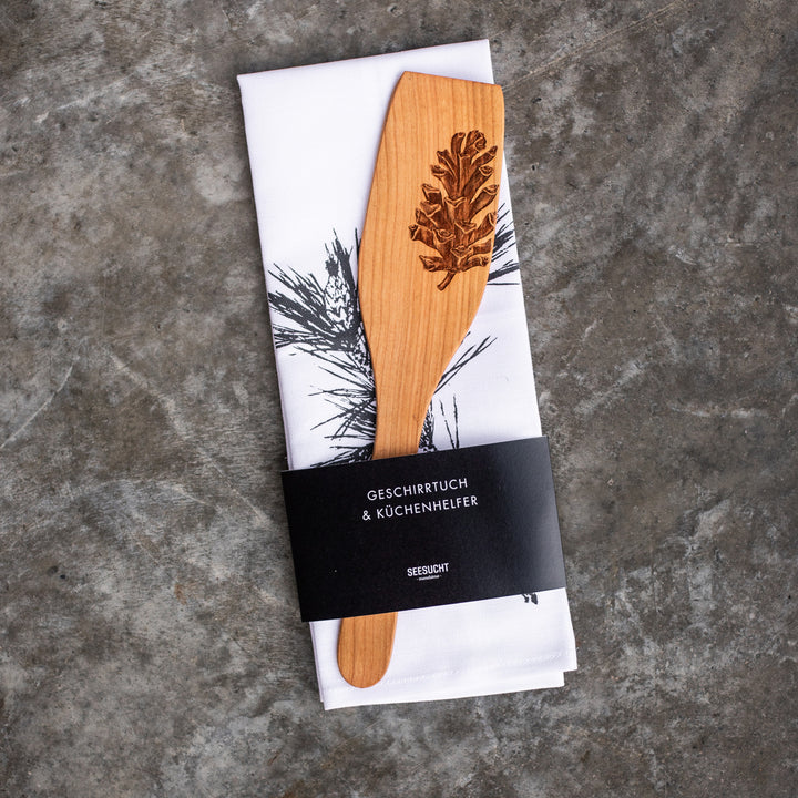 Geschenkset Zapfen / Geschirrtuch &amp; Pfannenwender