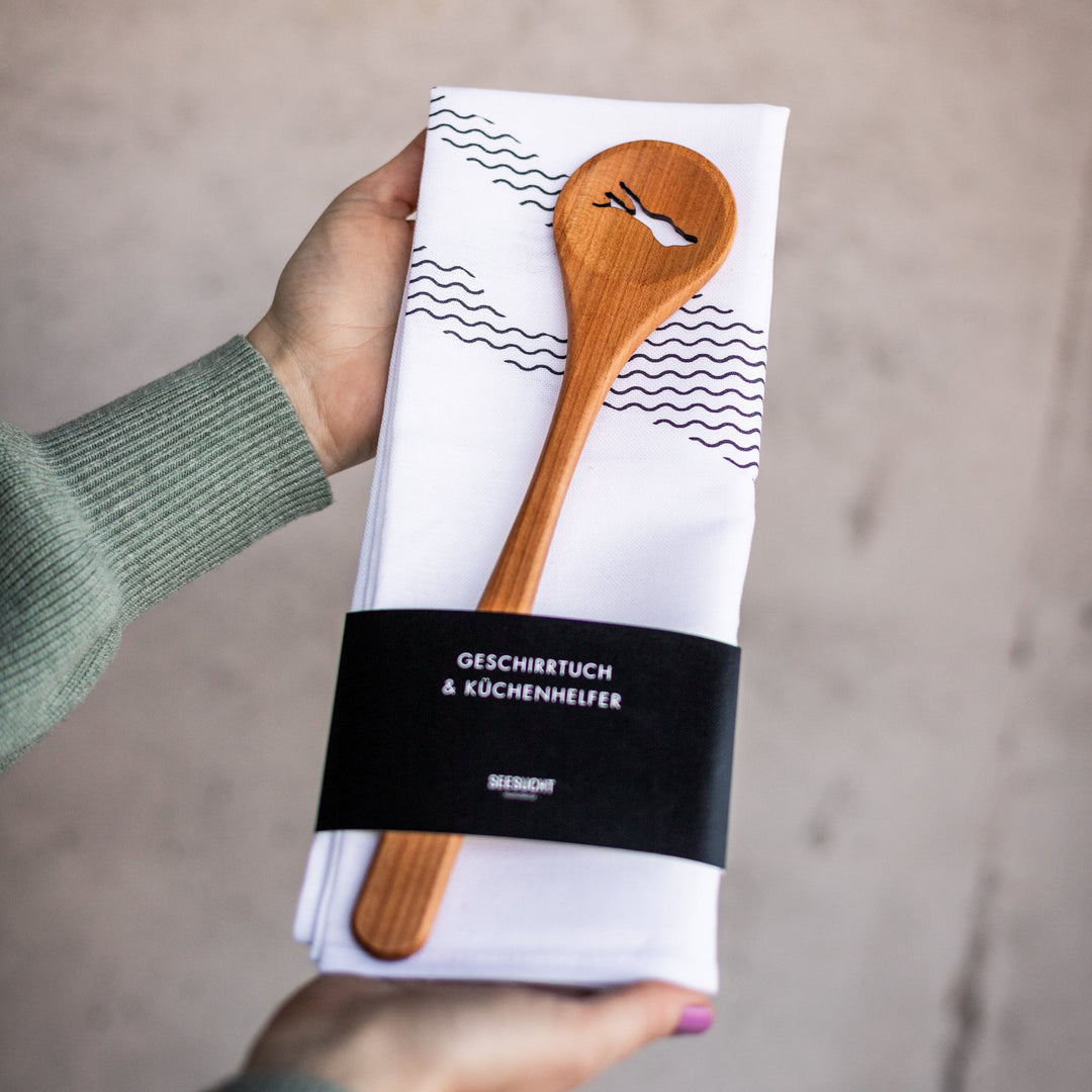 Geschenkset Bodensee / Geschirrtuch &amp; Kochlöffel
