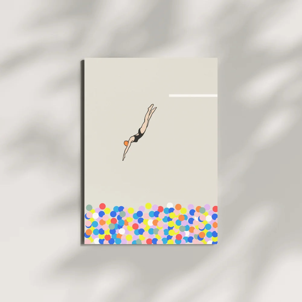 Postkarte / Sprung ins Bällebad