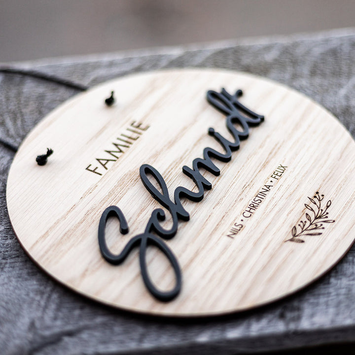 Familienschild mit Namen