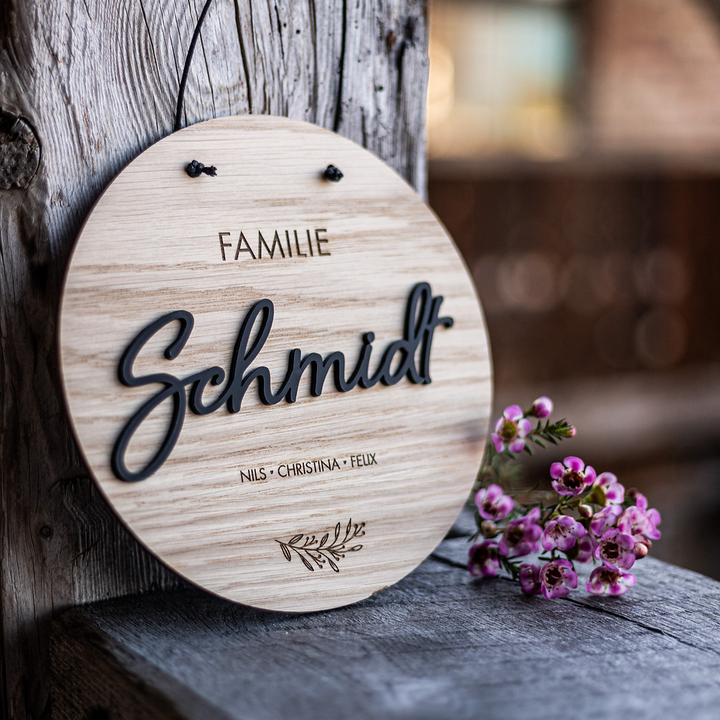 Familienschild mit Namen